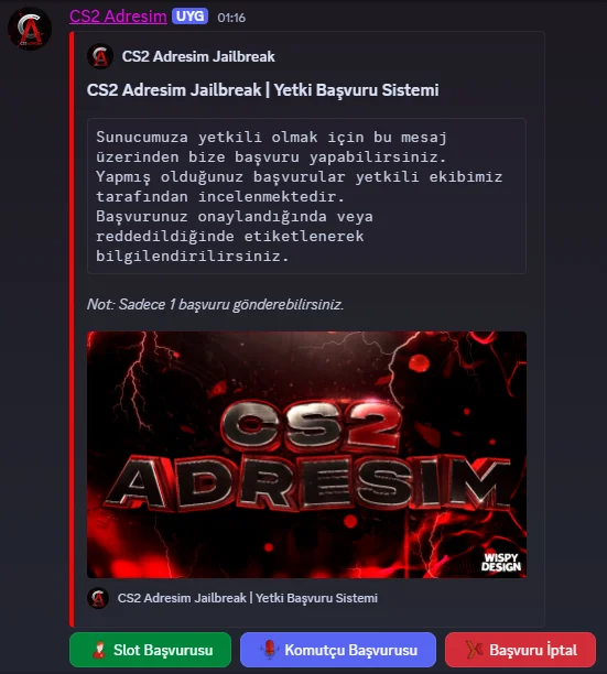 Yetki Başvuru Sistemi Discord Botu discord bot görseli