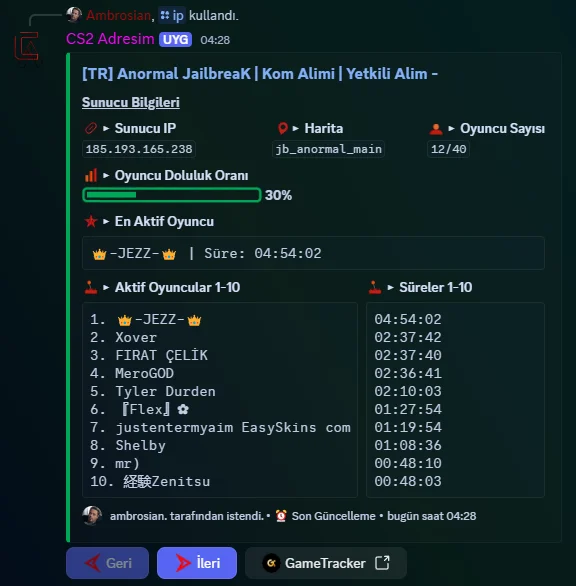 CS2 Sunucu Durum Discord Botu discord bot görseli